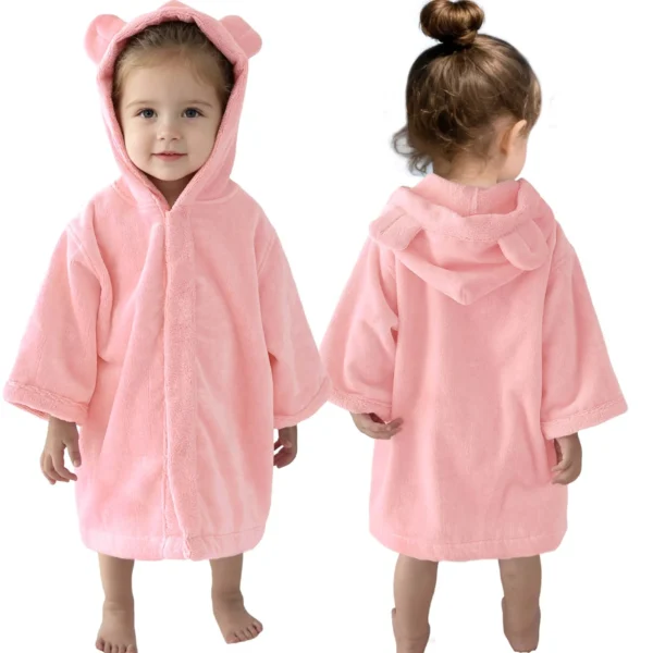 Pink Bear Baby Hooded Towel