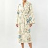 2 Samifyhome Cotton Towel Robe with Shawl Collar – Vintage Floral Cream