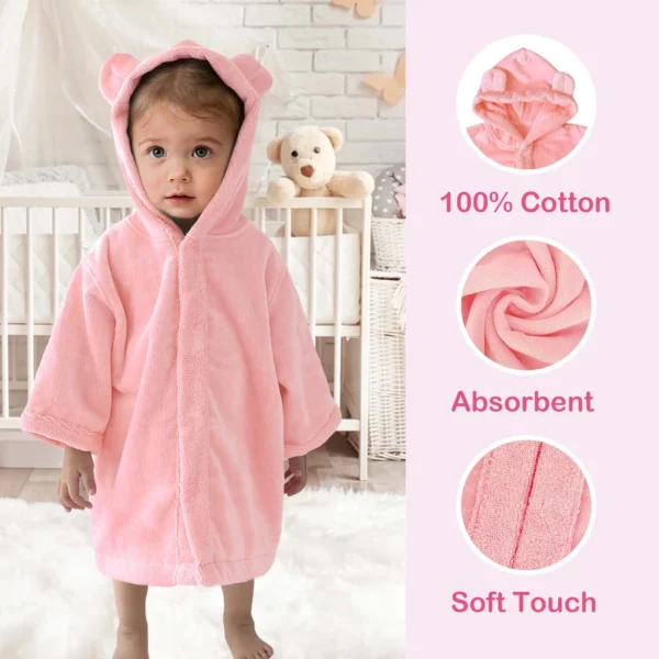Pink Bear Baby Hooded Towel
