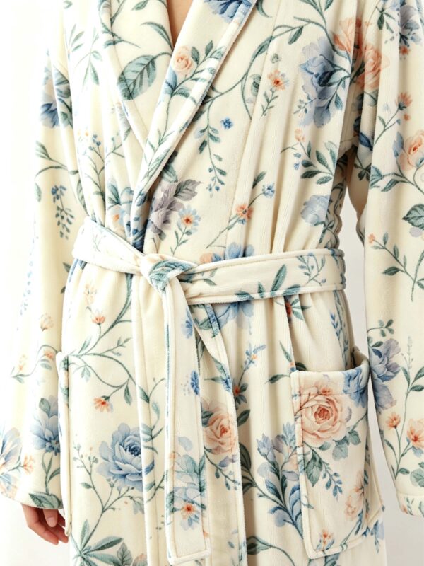 4 Samifyhome Cotton Towel Robe with Shawl Collar – Vintage Floral Cream