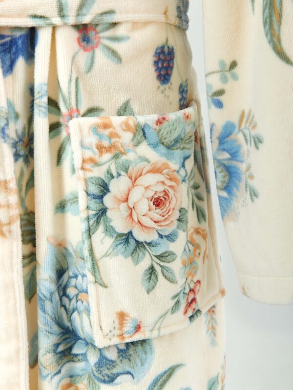 5 Samifyhome Cotton Towel Robe with Shawl Collar – Vintage Floral Cream
