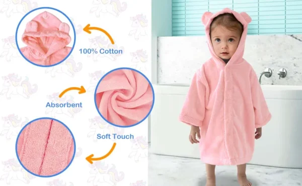 Pink Bear Baby Hooded Towel