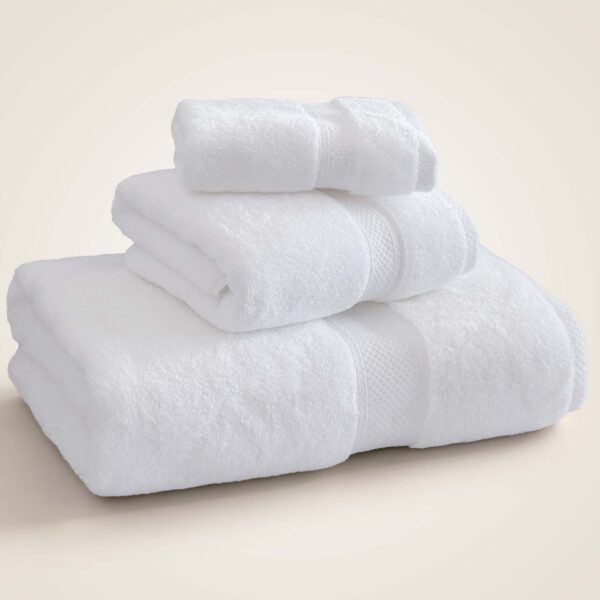 Samifyhome 3-piece luxury white towel set featuring bath towel, hand towel, and washcloth