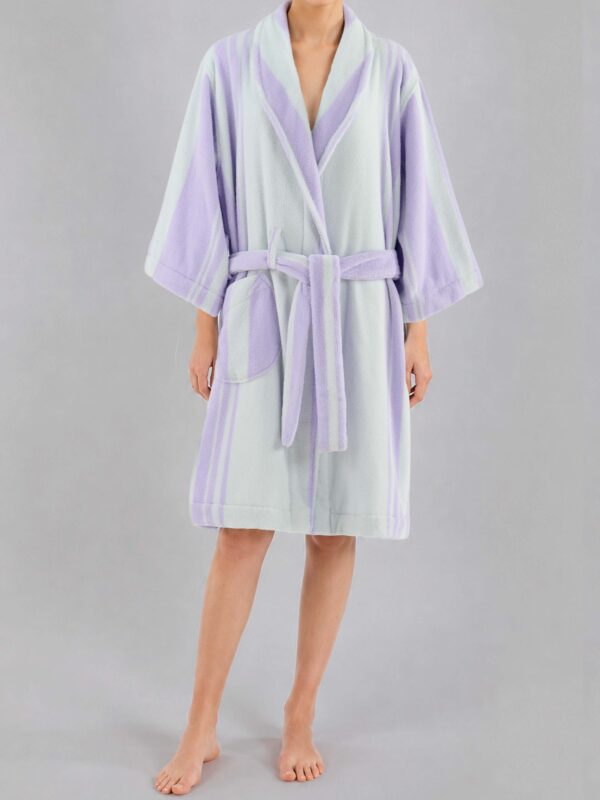 samifyhome-adult-shawl-collar-cotton-bathrobe-taro-purple2 Luxury 100% cotton adult bathrobe featuring a soft shawl collar design in elegant taro purple5