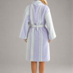 Luxury 100% cotton adult bathrobe featuring a soft shawl collar design in elegant taro purple4