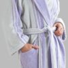 samifyhome-adult-shawl-collar-cotton-bathrobe-taro-purple5 Luxury 100% cotton adult bathrobe featuring a soft shawl collar design in elegant taro purple2