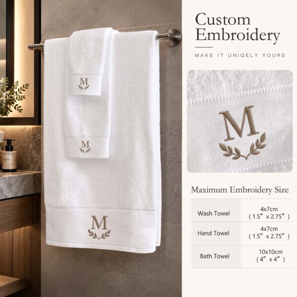Large Samifyhome white cotton luxury bath towel ready for custom logo embroidery